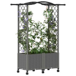 Lit Élevé avec Treillis et Toit Gris clair 125 x 40 x 144 cm PP 621490621490