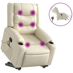 Fauteuil inclinable de massage électrique crème similicuir 621500621500