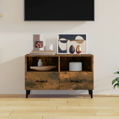 Meuble TV Chêne fumé 80x36x50 cm Bois d'ingénierie 621502621502