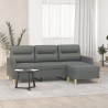 Canapé à 3 places avec repose-pieds Gris foncé 180 cm Tissu 621508621508