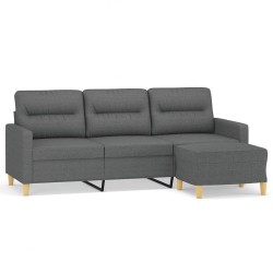 Canapé à 3 places avec repose-pieds Gris foncé 180 cm Tissu 621508621508
