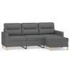 Canapé à 3 places avec repose-pieds Gris foncé 180 cm Tissu 621508621508