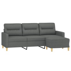 Canapé à 3 places avec repose-pieds Gris foncé 180 cm Tissu 621508621508