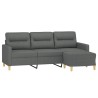 Canapé à 3 places avec repose-pieds Gris foncé 180 cm Tissu 621508621508