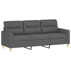 Canapé à 3 places avec repose-pieds Gris foncé 180 cm Tissu 621508621508
