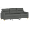 Canapé à 3 places avec repose-pieds Gris foncé 180 cm Tissu 621508621508