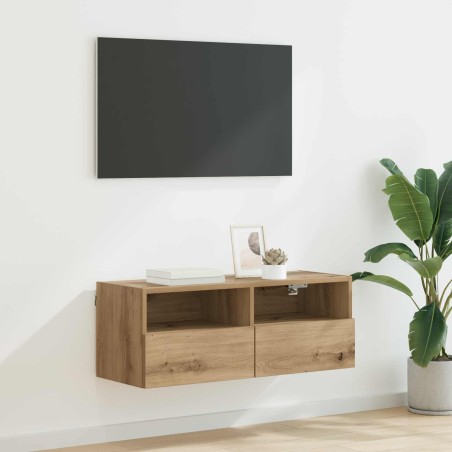 Meuble TV mural 80 x 30 x 30 cm Chêne artisanal 621517621517