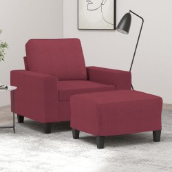 Fauteuil avec repose-pied Rouge bordeaux 60 cm Tissu 621523621523