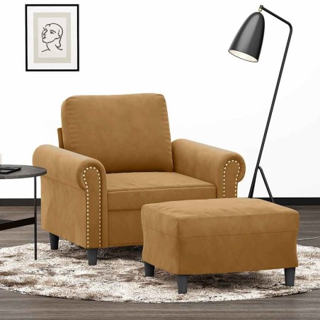 Fauteuil avec repose-pied Marron 60 cm Velours 621531621531