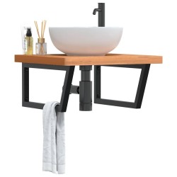 Étagère de vasque murale acier et bois massif de hêtre 621534621534