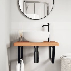 Étagère de vasque murale acier et bois massif de hêtre 621534621534