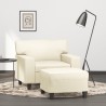 Fauteuil avec repose-pied Crème 60 cm Similicuir 621537621537