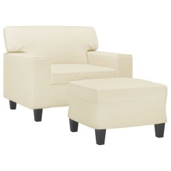 Fauteuil avec repose-pied Crème 60 cm Similicuir 621537621537