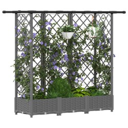 Lit Élevé avec Treillis et Toit Gris clair 164 x 40 x 121 cm PP 621539621539