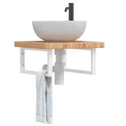 Étagère de vasque murale acier et bois de chêne massif 621547621547
