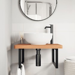 Étagère de vasque murale acier et bois massif de hêtre 621549621549
