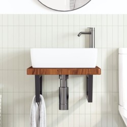 Étagère de vasque murale acier et bois de chêne massif 621557621557