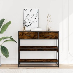 Table console chêne fumé 90x35x80 cm bois d'ingénierie 621568621568