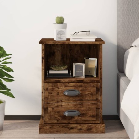 Table de chevet chêne fumé 43x36x60 cm 621570621570