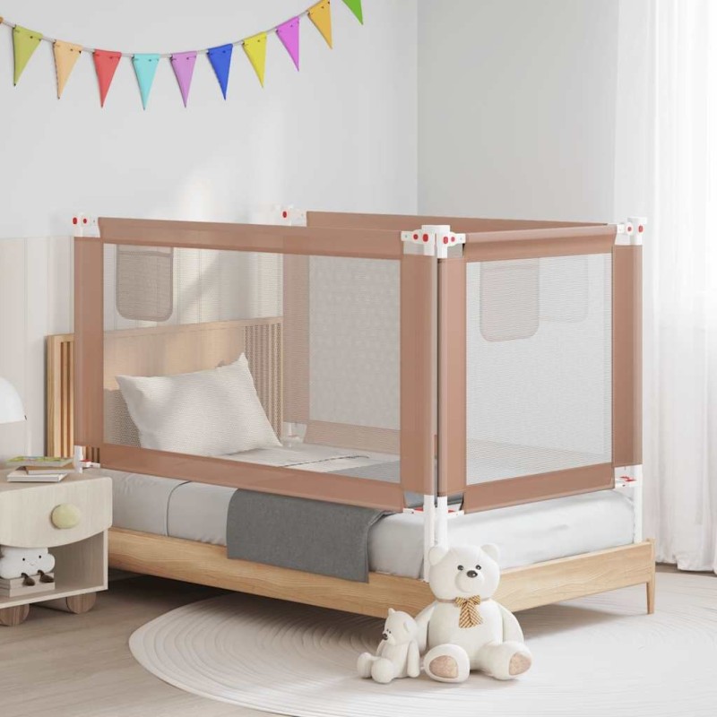 Barrière de sécurité de lit d'enfant Taupe 150x25 cm Tissu 621579621579