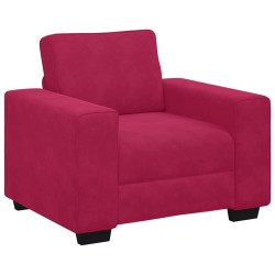 Fauteuil canapé rouge bordeaux 100x77x82 cm velours 621583621583