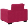 Fauteuil canapé rouge bordeaux 100x77x82 cm velours 621583621583