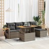 Salon de jardin avec coussins 6 pcs gris résine tressée acacia 621584621584