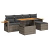 Salon de jardin avec coussins 6 pcs gris résine tressée acacia 621584621584