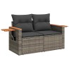 Salon de jardin avec coussins 6 pcs gris résine tressée acacia 621584621584