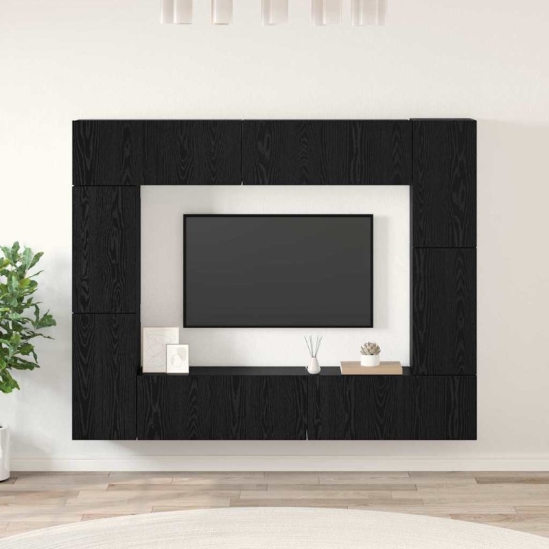 Ensemble meuble TV 8 pcs Chêne noir Bois d'ingénierie 621586621586