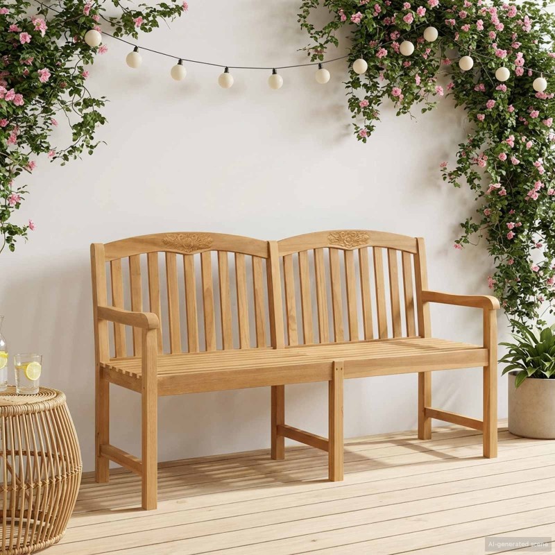 Banc en Bois Sculpté en Rose 179,5 x 61 x 90 cm Naturel 621588621588