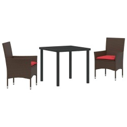 Ensemble table et chaises avec coussin 3 pcs Marron Rotin PE 621592621592