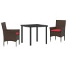 Ensemble table et chaises avec coussin 3 pcs Marron Rotin PE 621592621592