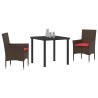 Ensemble table et chaises avec coussin 3 pcs Marron Rotin PE 621592621592
