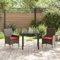 Ensemble table et chaises avec coussin 3 pcs Marron Rotin PE 621592621592