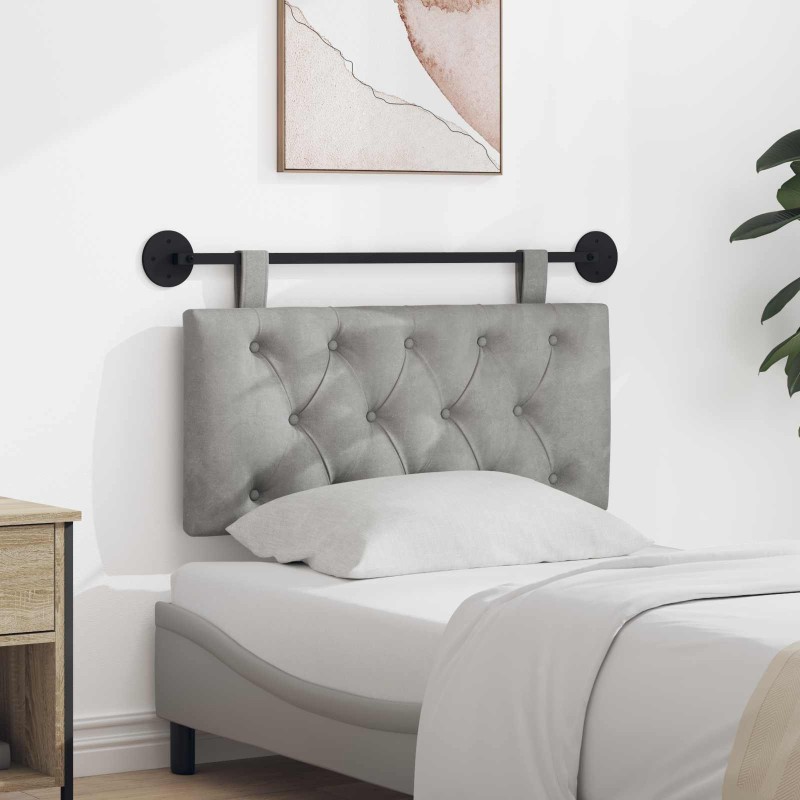 Tête de lit suspendue Avec lumière LED Gris clair Velours 621616621616