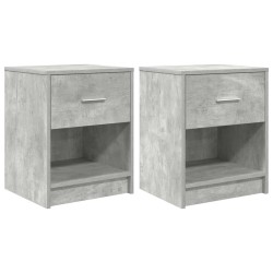 Tables de chevet 2 pcs avec tiroir Gris béton 40x34x50 cm 621617621617