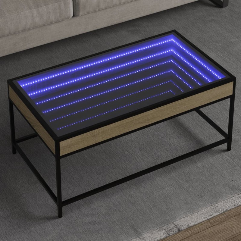 Table basse avec LED infini chêne sonoma 90x50x41 cm 621624621624