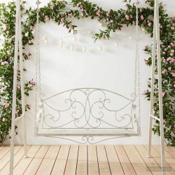 Banc Balançoire Acier 110 x 52,5 x 47 cm Blanc antique 621635621635