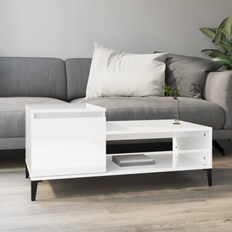 Table basse Blanc brillant 100x50x45 cm Bois d'ingénierie 621637621637