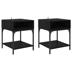 Table de chevet 2 pcs Chêne noir 40 x 40 x 50 cm 621639621639