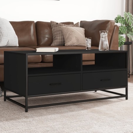 Table basse noir 100x50x45 cm bois d'ingénierie et métal 621656621656