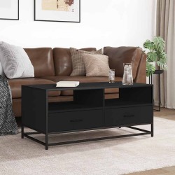 Table basse noir 100x50x45 cm bois d'ingénierie et métal 621656621656