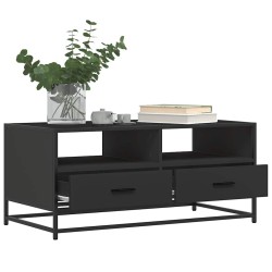 Table basse noir 100x50x45 cm bois d'ingénierie et métal 621656621656