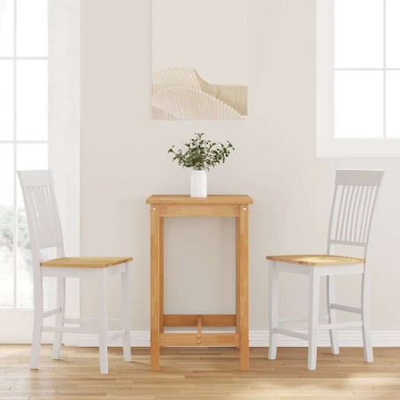 Tabourets de bar (lot de 2) en bois massif blanc et caoutchouc 621658621658