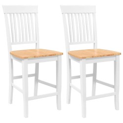Tabourets de bar (lot de 2) en bois massif blanc et caoutchouc 621658621658