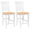 Tabourets de bar (lot de 2) en bois massif blanc et caoutchouc 621658621658
