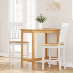 Tabourets de bar (lot de 2) en bois massif blanc et caoutchouc 621658621658