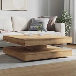 Table basse rotative à 360 degrés chêne artisanal 90x90x34,5 cm 621669621669