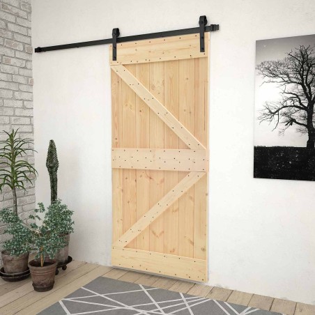 Porte coulissante Naturel et noir 80 x 210 cm 621678621678
